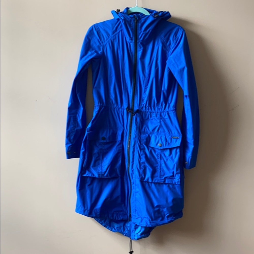 Athleta bright blue raincoat Sz XXS